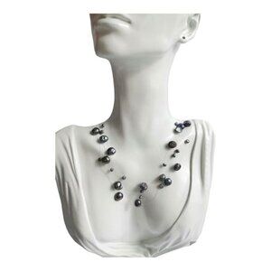 Peacock Grey floating illusion freshwater pearl necklace 🆕